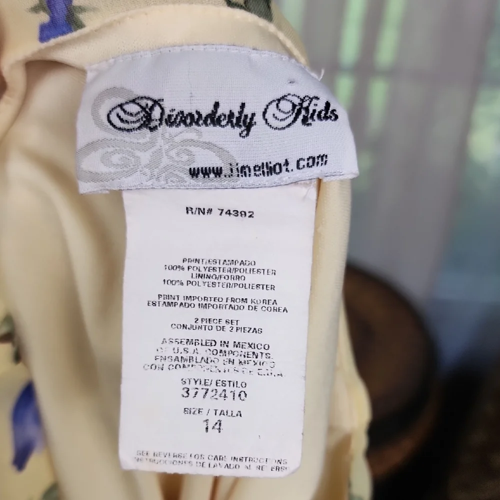 DISORDERLY KIDS | Floral Yellow Kids Casual Asymmetrical‎ Hem Easter Dress | 14